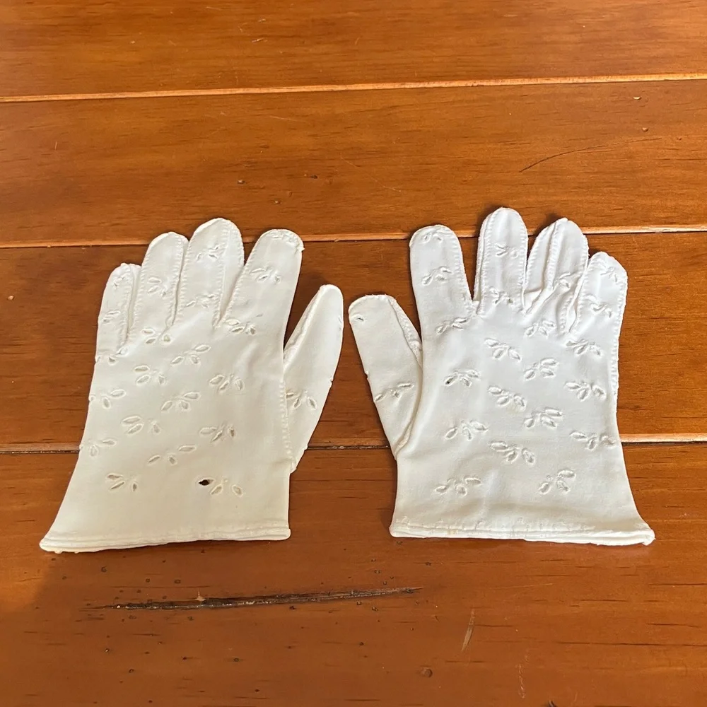 Vintage White Leather Madova Firenze Gloves